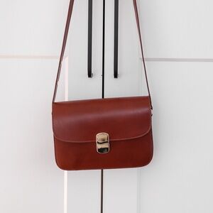 SEZANE MILO CLASSIC Elegant Brown Leather Shoulder Bag